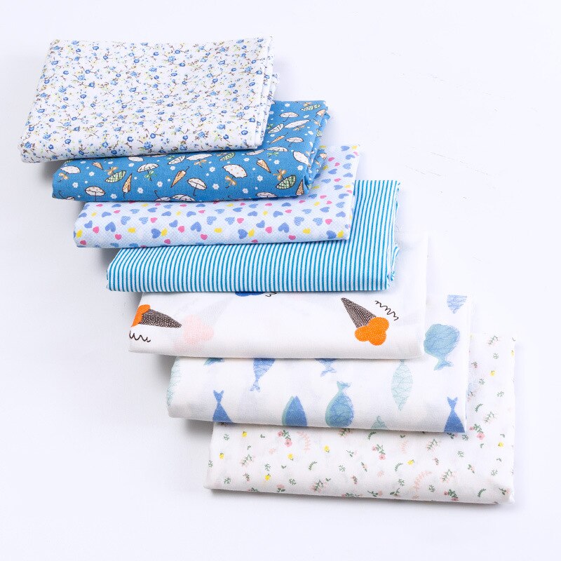 7 pièces/ensemble tissu de coton de 25*25CM Camouflage couleur Patchwork tissu ménage bricolage à la main fournitures de couture: 26 blue pattern