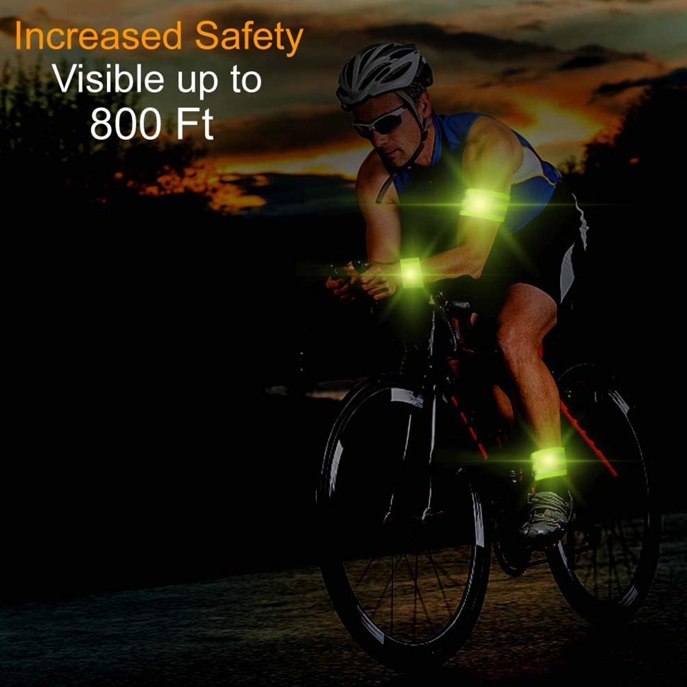 4 pcs Reflective Strips Warning Bike Safety Bicycle Bind Pants hand Leg Strap Reflective Tape for Night Walking Cycling Running