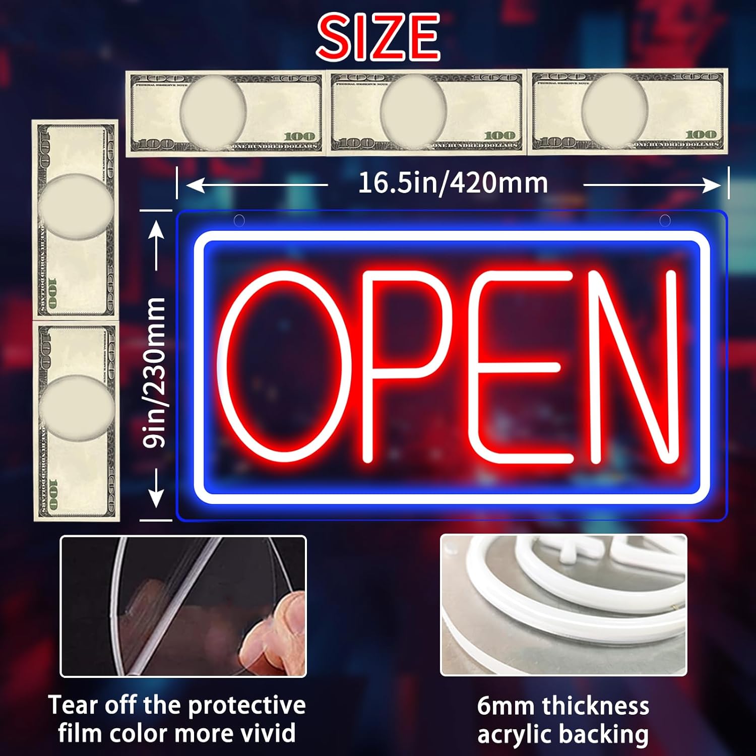 Open Neon Signs for Business LED Neon Open Signs Light Up Open Sign for Shop Store Florists Bar Salon Cafes Restaurant Pubs