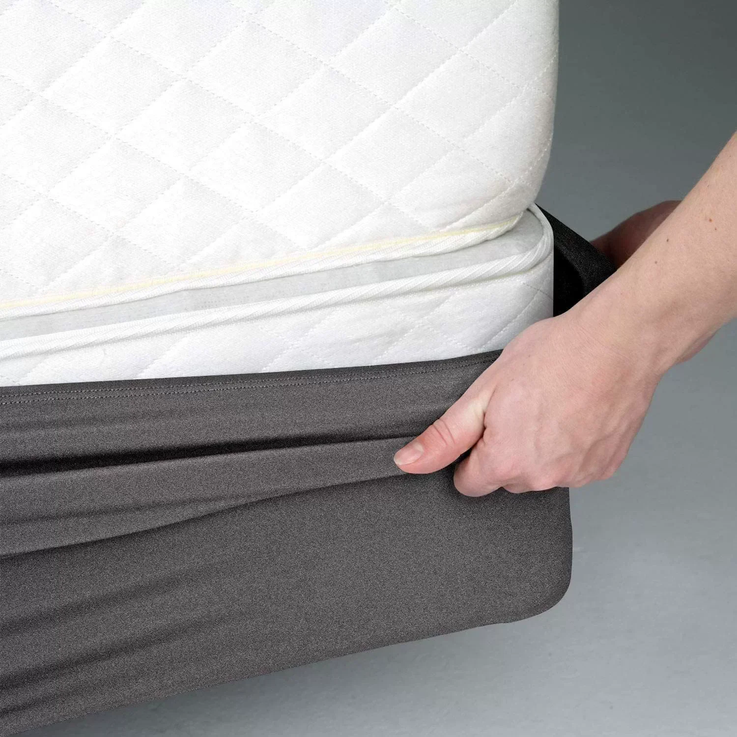 1 x box spring mattress covers in hotel quality, wrap-around bed skirts – mattress protector envelope – easy to install, twin/full/queen/king: Bed 180 / Dark grey