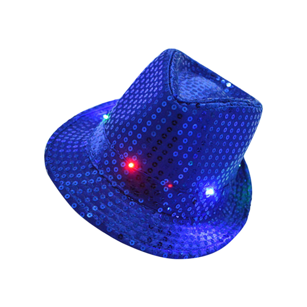 Adult/Kids LED Cap Flashing Light Up Sequins Birthday Masquerade Party Hat Props Women Men Casual Caps NOV99: adult blue