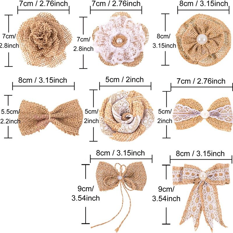 Sackleinen Spitze Blume Perle Handgemachte Hochzeit und Party Dekoration
