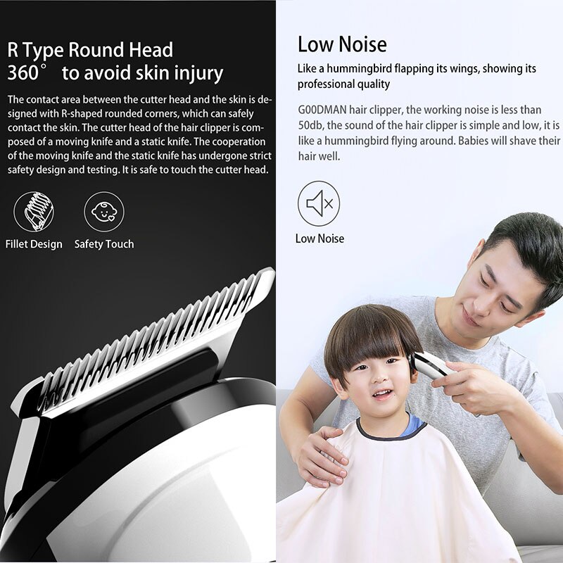 Youpin goodman electric hair clipper for men, usb rechargeable hair trimmer for men, adult razor