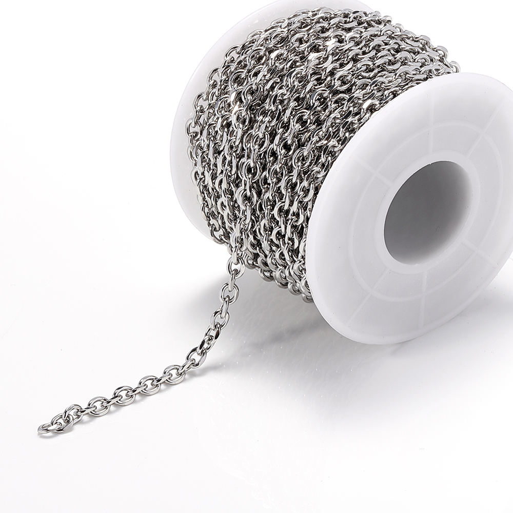 1 metr wysokiej jakości 4mm łańcuszki ze stali nierdzewnej dla DIY tworzenia biżuterii naszyjnik w kształcie litery O bransoletka kabel Link Chain Handmade