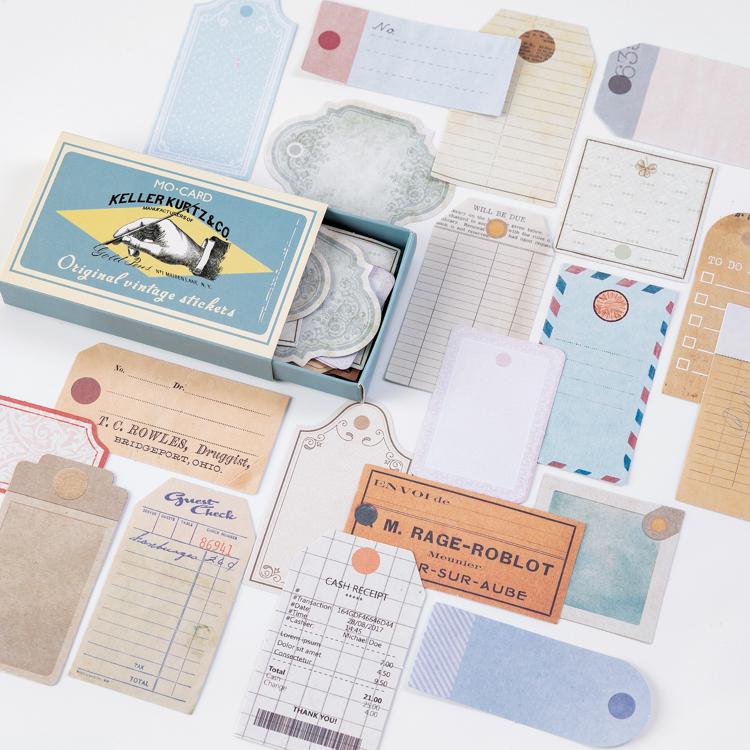 Juego de pegatinas de papelería Kawaii Vintage, etiqueta adhesiva, escuela, oficina, , álbum de recortes, 60 unids/paquete: G
