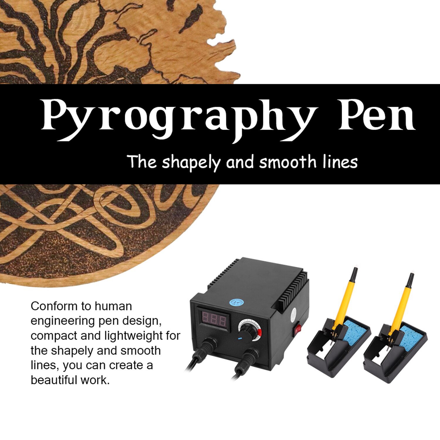 100W Multifunctional Electric Gourd Wooden Pyrography Machine Temperature adjust with 30 Heating Pen Heads Double Hole Soldering