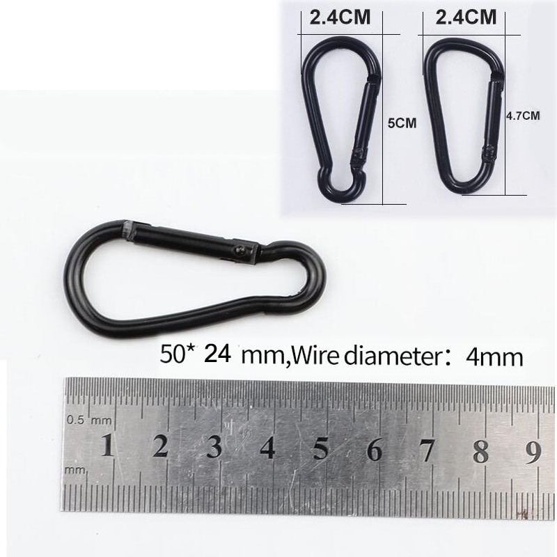 5 Stuks Zwart Aluminium Kalebas Soort Karabijnhaak Lente Clip Sleutelhanger Haak Voor Thuis Outdoor Camping Wandelen Traval Vissen Rugzak Bottl