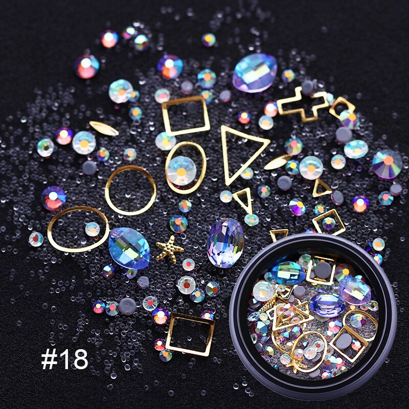 1 stk 3d negle rhinestones sten blandede farverige gør-det-selv-decals med neglebuede pincetkrystaller nail art gør-det-selv dekorationer