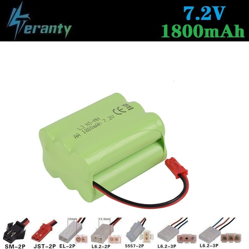 (Enchufe JST) batería NiMH de 7,2 v 1800mah para juguetes Rc tanques de coches trenes camiones Robots barcos pistolas AA 700mah 7,2 v batería recargable