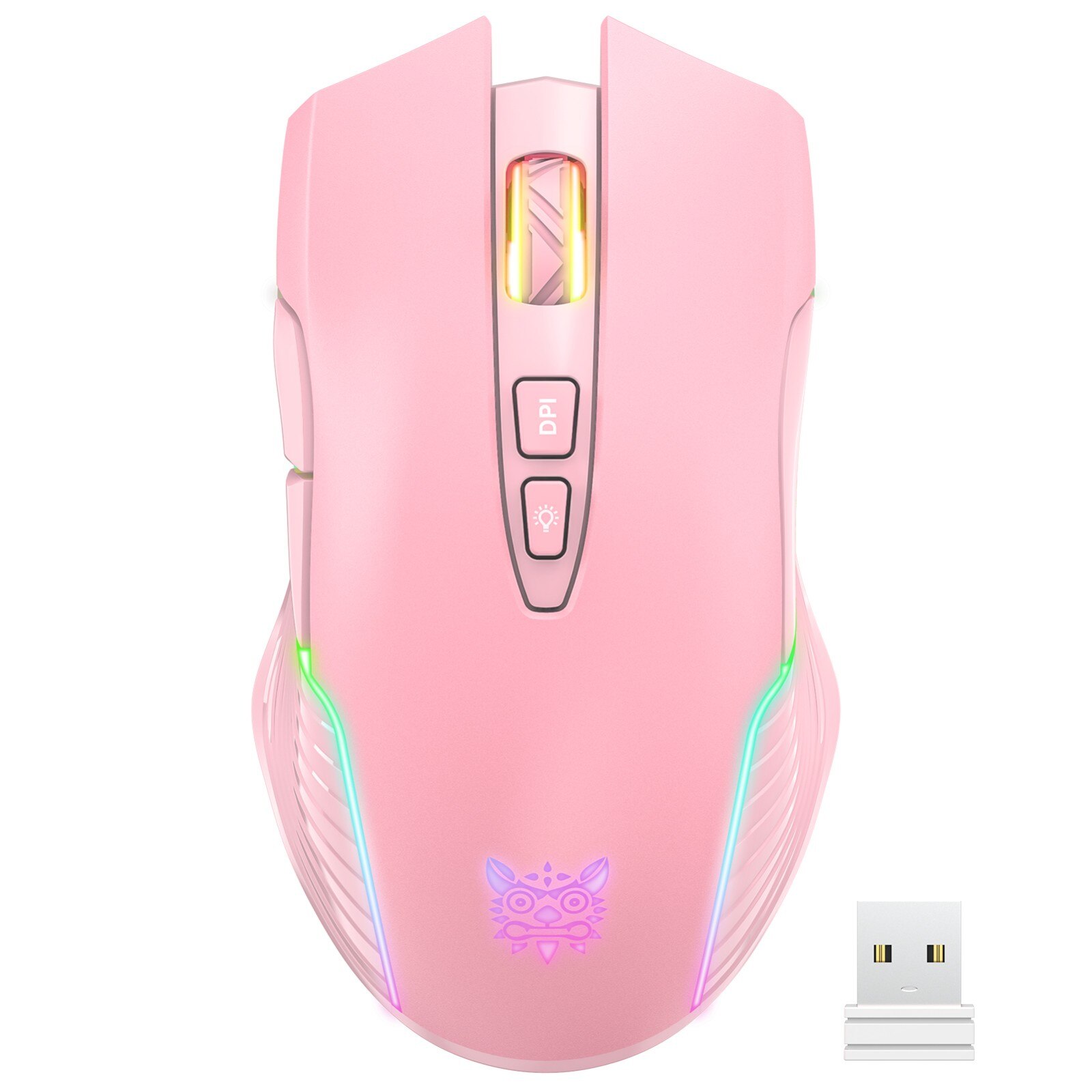 CW905 RGB 5 Adjustable DPI Wireless Rechargeable Gaming Mouse Ergonomic Mouse Gamer Computer Gaming mause For Laptop PC: Pink