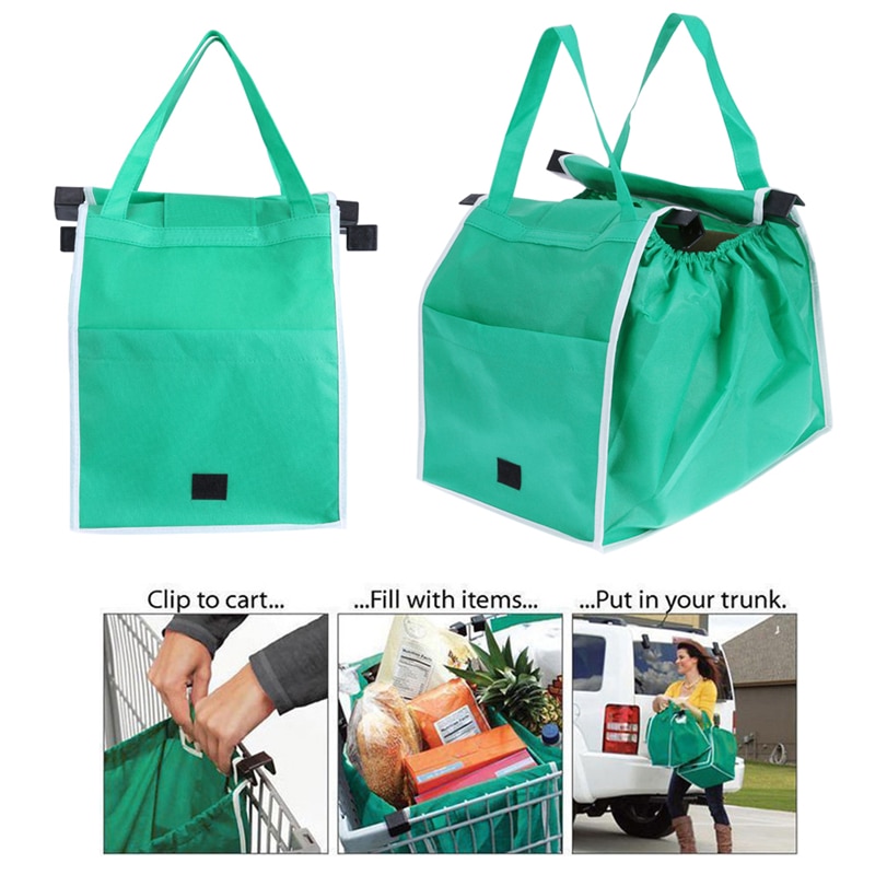 2 teile/satz Supermarkt Verdicken Warenkorb Taschen Umweltfreundliche Faltbare Mehrweg Shop Handtasche Tragbare Lebensmittelgeschäft Trolley Totes