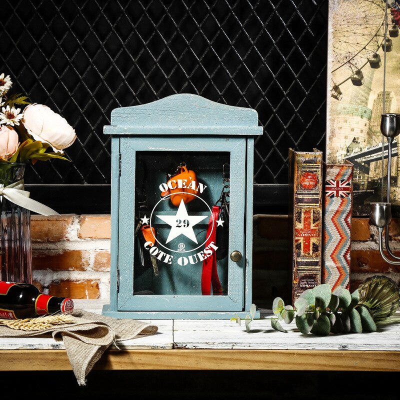 decorative shabby chic wood wall hanging key box