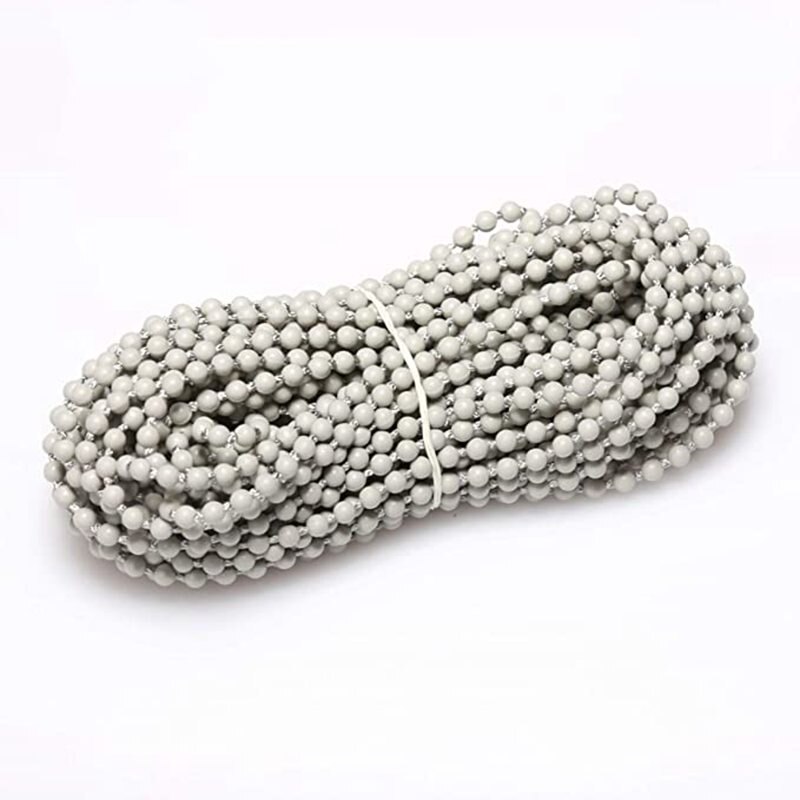 10M Roller and Roman Shade Blind Beaded Chain Cord Grey Plastic Roller Curtain Bead Rope Blind Beaded Cord for Roller Blind