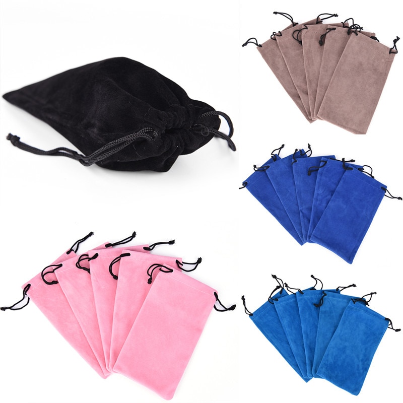 10 Pcs Trekkoord Sunglass Bag In Fluwelen Materiaal Zeer Zacht Brillen Pouch Brillen Gevallen Tassen 5 Kleuren