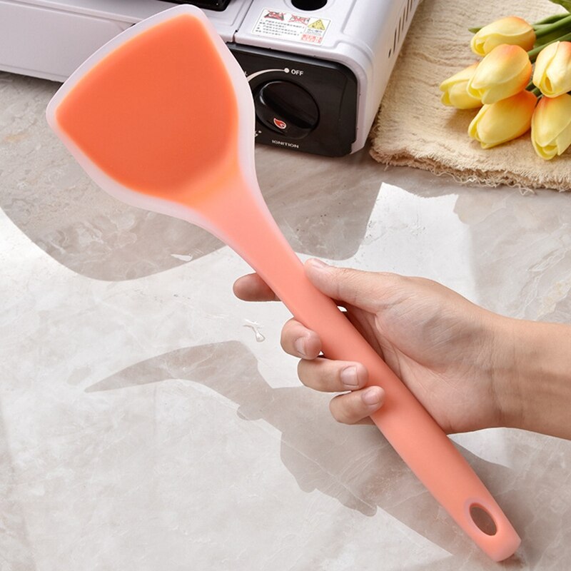 1Pcs Food Grade Siliconen Koken Lepel Essentiële Hittebestendig Flexibele Anti-aanbak Siliconen Naadloze Koken Spatel Roeren