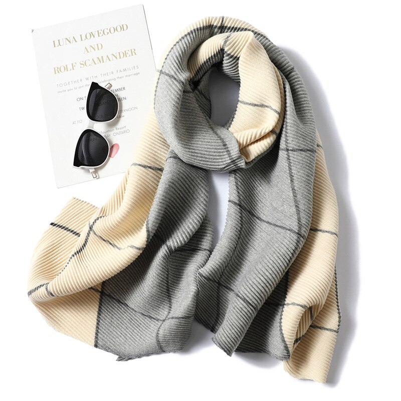 Winter Sjaal Voor Vrouwen Mode Plaid Foulard Kasjmier Sjaals Nek Warm Dikke Sjaal Wrap Lady Pashmina Bandana Vrouwelijke Foulard: WJ81-gray