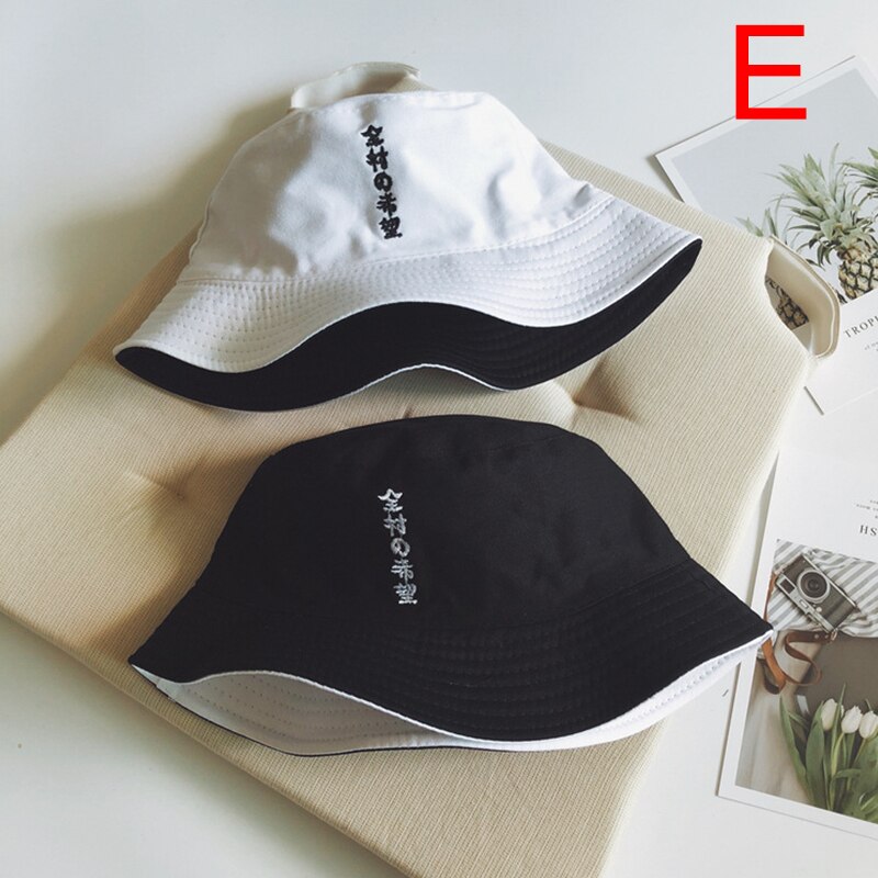 Kvinner menn unisex pustende dobbeltsidig bomull bøttehatt sol lokk fiskerhatt: E