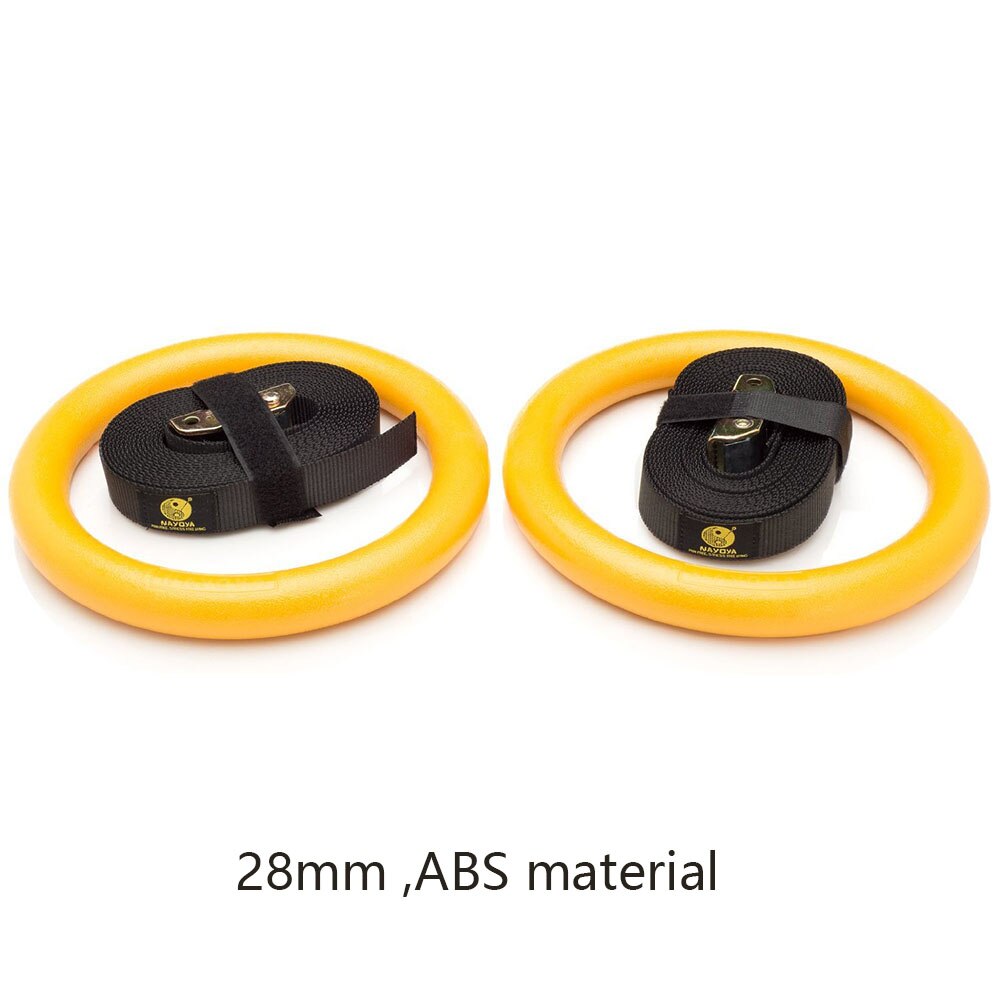 32mm gymnastikringe i træ gymnastikringe med justerbare lange spænder stropper træning til hjemmegymnastik & cross fitness: Gul 28mm