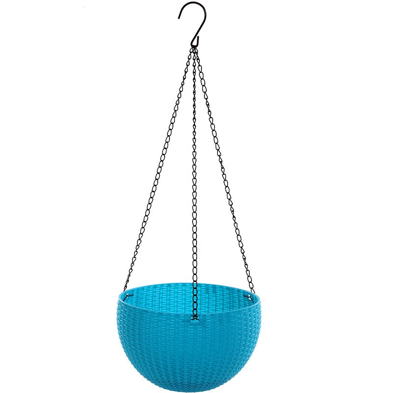 Cadena de 46cm macetas colgantes cesta de flores jarrón plástico jardín cuarto de niños imitación tejido de mimbre PP decoración para el hogar cestas de balcón: Sky blue