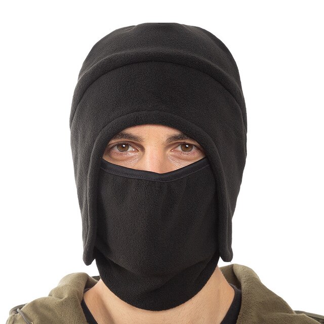 Mascarilla térmica multifunción para hombre, gorro polar grueso a prueba de viento para deportes de ciclismo, escalada, esquí, pesca: Black