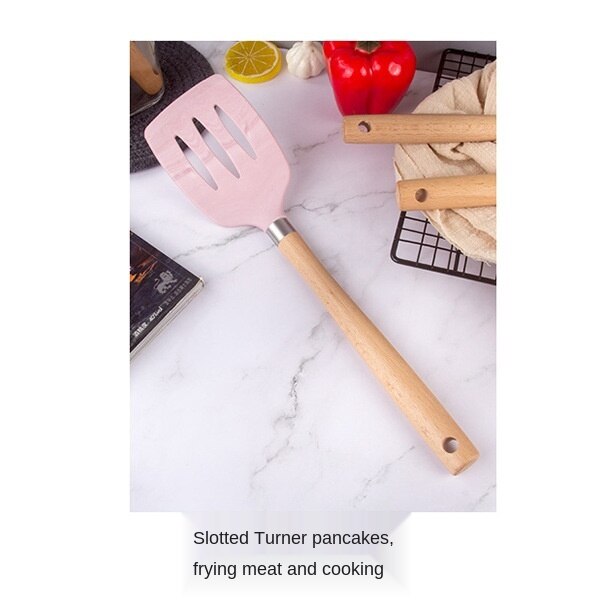 Silicone Kitchenware Cooking Accessories Set Hanging Hole Storage Stand Non-stick Cookware Spatula 7 Piece Set: Shovel 06