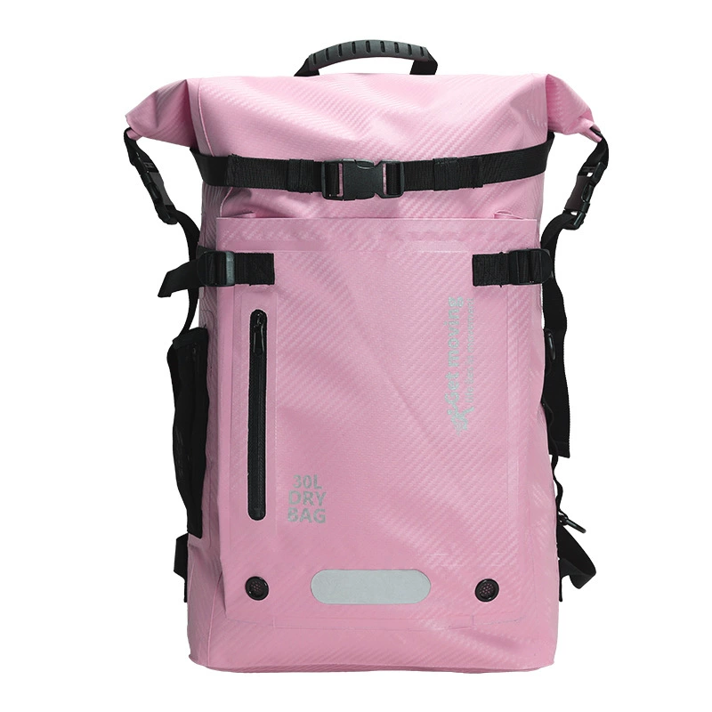 30L Waterproof backpack, travel backpack storage bag, sports outdoor bag, beach swimming waterproof bag, dry wet separation: Pink
