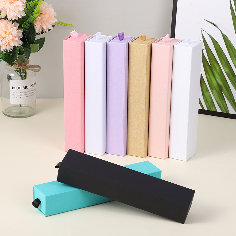 5 pièces coloré Long tiroir bijoux collier montre organisateurs stockage carton boîte pour les femmes emballage fournitures