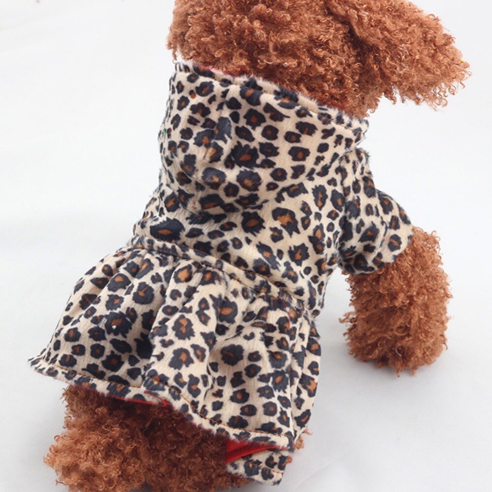 Søde hunde leopard kostume vinter hund tøj hvalp bomuld hættetrøje tøj varme hund frakker & amp; jakker chihuahua kæledyr produkt