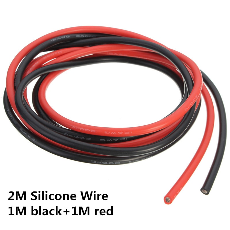 Cables eléctricos de cobre trenzado Flexible, alambre de silicona SR de 2M, de 1M, negro + 1M, rojo de 12/16/18/20/26/28/30AWG
