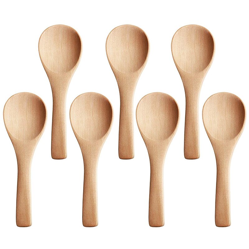 30 Pieces Small Wooden Spoons Mini Nature Wooden Spoons Mini Tasting Spoons Condiments Salt Spoons for Kitchen Cooking Seasoning