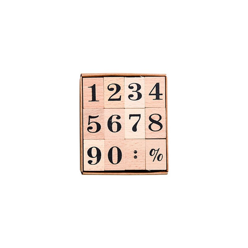 Tampon Vintage à symbole numérique en bois, série fonction de base, planificateur de mois, papeterie fournitures de bureau