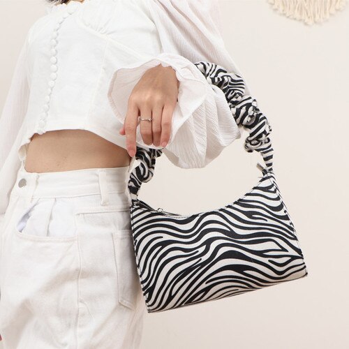 Zebra mønster håndtasker fest clutch kvinder lille mulepose afslappet kvindelig skulder bagutte tasker ins underarm pakke: 2