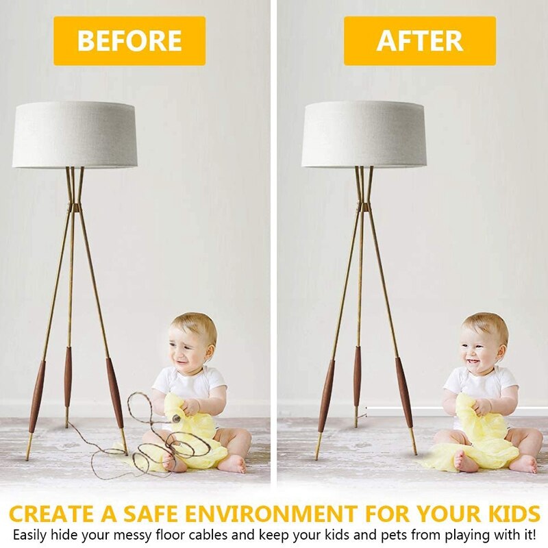 Cable Concealer, PVC Mini Cord Cover, Paintable Raceway Kit for Hiding a Single Ethernet Cable, Speaker Wire, 2Pack