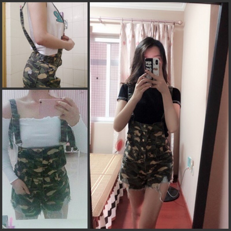 Pantalones cortos de camuflaje para mujer, Peto vaquero con borlas, Shorts informales rasgados de cintura alta,