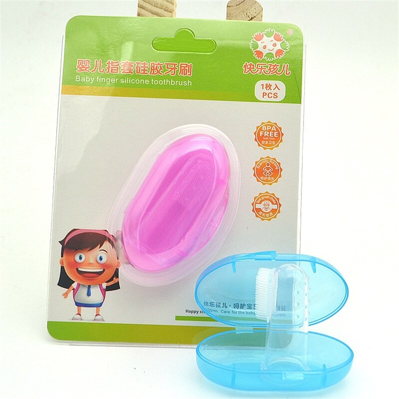 Baby Finger Zahnbürste Mit Box Kinder Nette Zähne Klar Massage Weiche Silikon Infant Gummi Reinigung Pinsel Set mit Staub Abdeckung