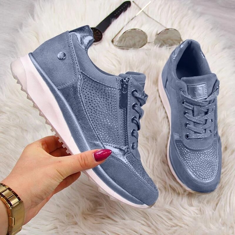 Litthing Women Shoes Sneakers Zipper Platform Trainers Casual Lace-Up Tenis Feminino Zapatos De Mujer Womens Sneakers: Color 4 / 43
