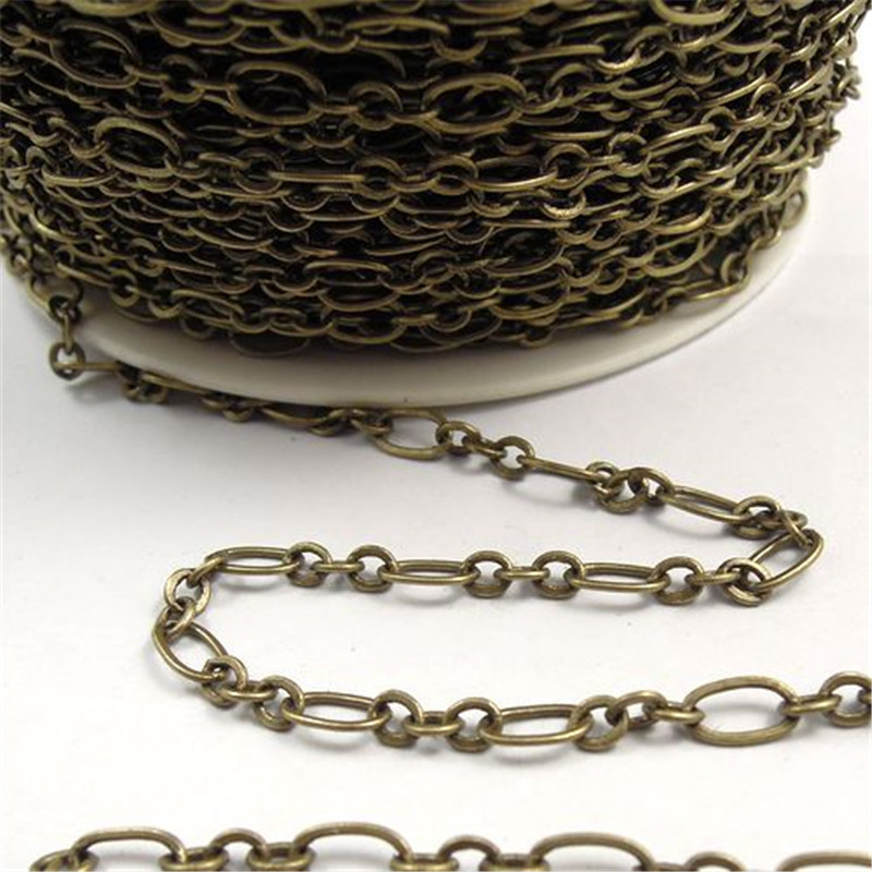 Cadena de Color plateado y bronce antiguo bohemio de 1 metro para pulsera, joyería hecha a mano, cadenas, collar, collares de cadena para mujer, Vintage DIY: Rojo