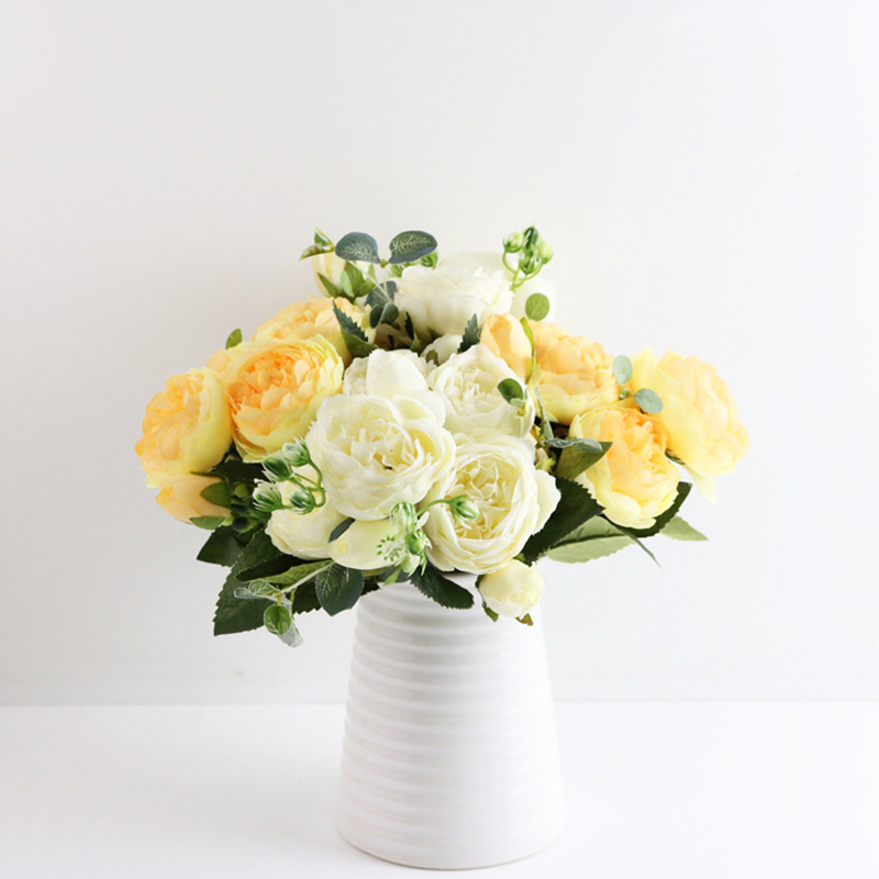 30cm pioner kunstig rose blomster bukett silke pion brud som holder blomster bryllup hjemmedekorasjon fest diy faux vår