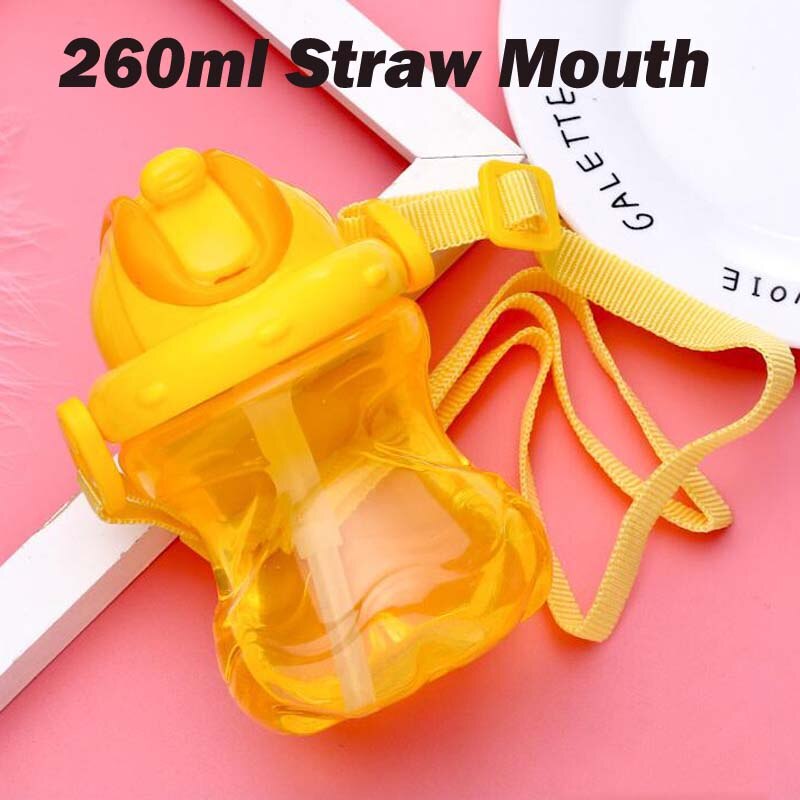 280ml Safety PP Material Children Straw Cup Drinking Bottle with Handles: Yellow with Rope