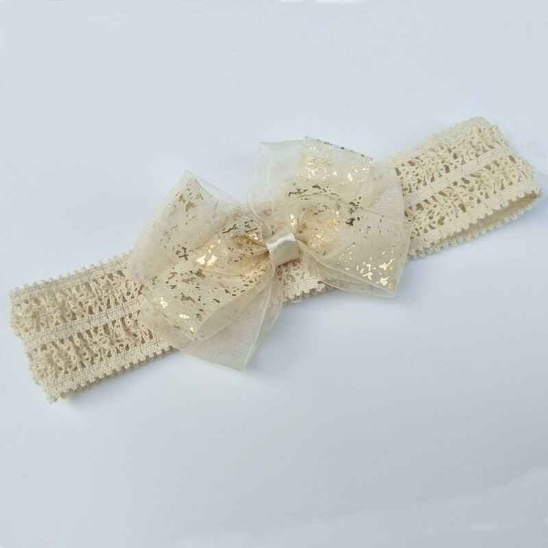 2021 nuovi accessori per capelli per bambini con fascia elastica per bambini coreani stampa con stampa in oro archi copricapo per ragazze: Beige