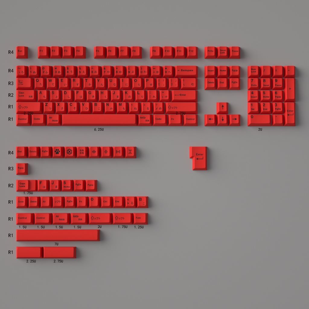 GMK Sushi TaiChi grand ensemble DYE-SUB PBT Keycap personnalité personnalisée japonaise profil cerise Keycaps pour clavier mécanique 61/64: Brique Rouge