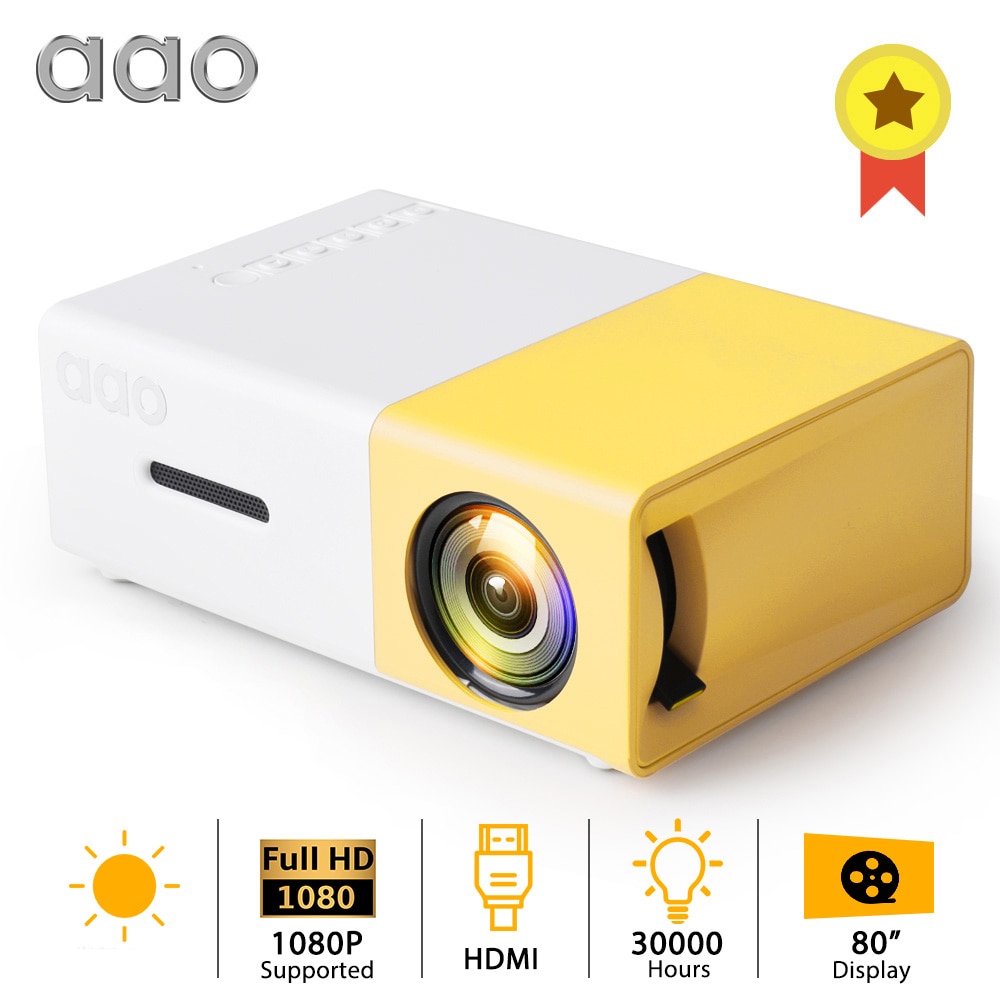 Aao YG300 Draagbare Led Mini Projector 800 Lumens Audio Usb Speaker YG-300 YG300 Pro Kind Beamer Home Theater Game Video speler