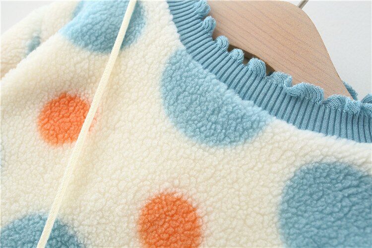 Veste d'hiver en velours pour enfant, pull à pois, jolie veste d'hiver en velours, garde au , hauts pour petite fille, à la et à volants