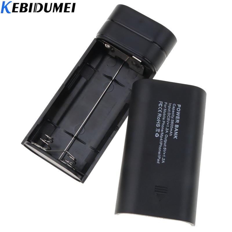 kebidumei USB Power Bank 2 x 18650 Battery Box DIY Shell Case Charger Holder With Flashlight Charge for iPhone Xiaomi Huawei