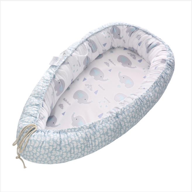 Abnehmbaren Baby Nest Laufstall Schlafzimmer Decor Kinder Kindergarten Bett Spielen Krippe Bettwäsche Wiege: blue elephant