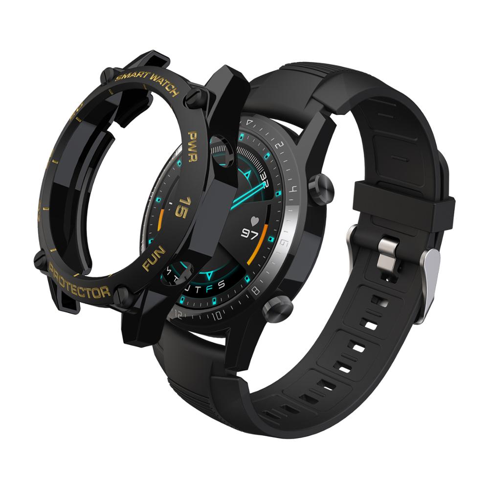 Funda de reloj TPU suave para Huawei Watch GT2 Carcasa protectora completa para Huawei Smart Watch Bezel