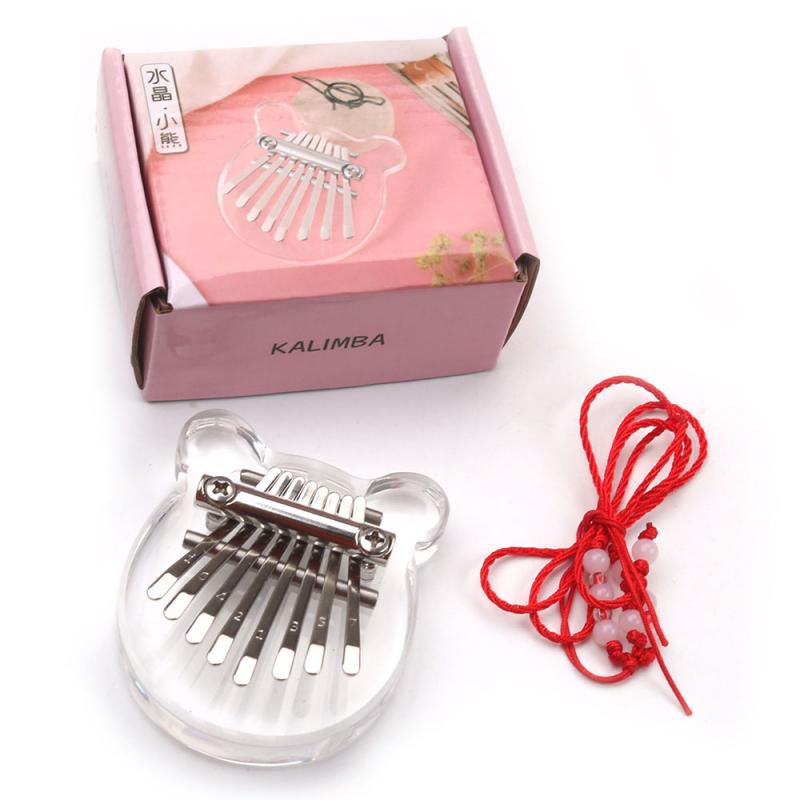 8-tone Mini Kalimba Plate Portable Thumb Piano Crystal Transparent Kalimba Instrument Musical Instrument for Beginner Piano Tool