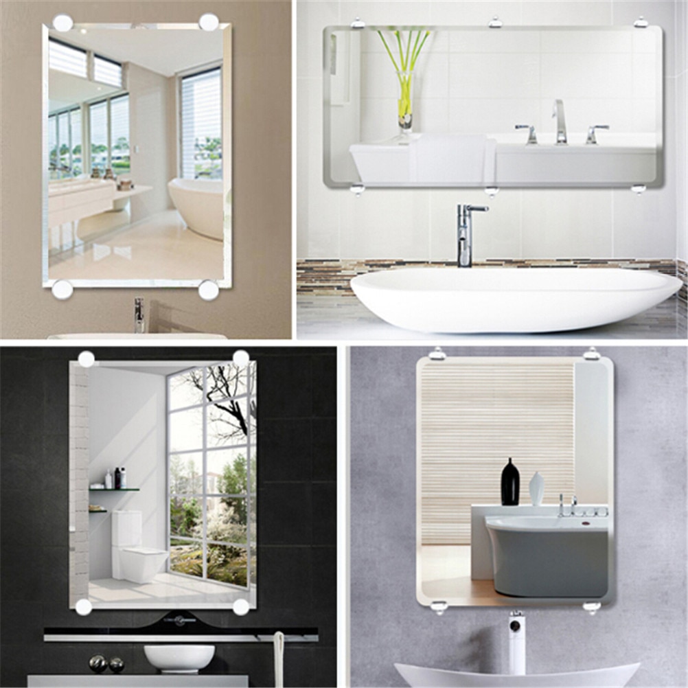 Reklame plade glas klemme fast klip spejl spejl fast montering badeværelse spejl glas spejl hingerfixet tilbehør