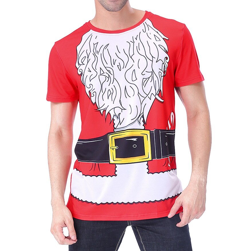 Men Christmas Santa Claus Costume Funny 3D Printed T-Shirts eMale Xmas Cosplay Tee Theme Party Novelty Carnival Fancy Tops: Asia 4XL(EU-2XL)