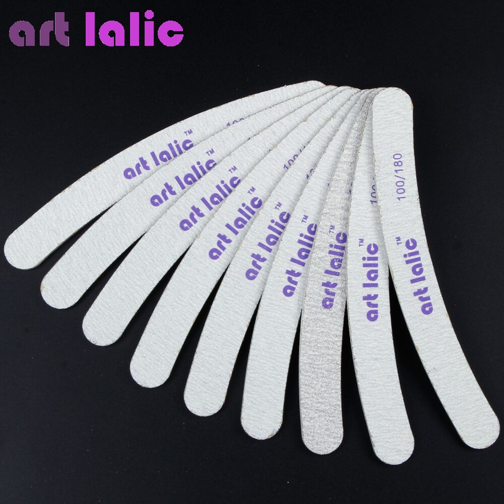 10 stks/pak Artlalic Nagelvijlen Double-Side Nagelvijl 100/180 Grit Buffering Nail Art Dikke Schuurpapier Salon Manicure